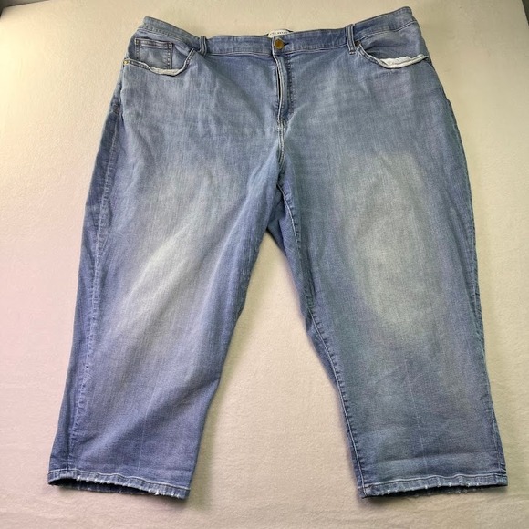 Lane Bryant Denim - Lane Bryant Capri Jeans Womens Plus Sz 28 Blue Mid Rise Boyfriend Flex Waistband